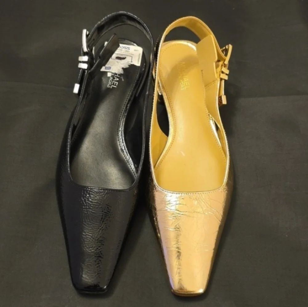 BRAND NEW MICHAEL KORS BLACK&GOLD SLINGBACK SANDALS